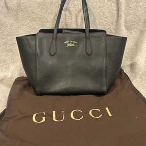 GUCCI  Swing Mini Leather Tote Bag Black